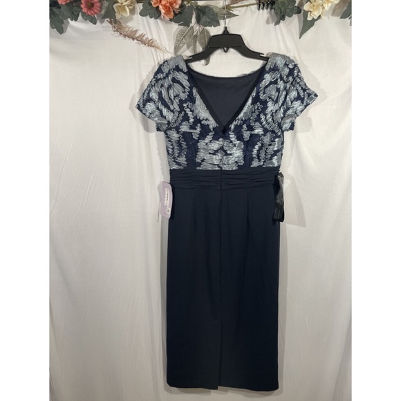 NWT $188 JS COLLECTIONS‎ [ 4 ] Mixed Media Soutache Midi Dress In Navy - Picture 10 of 12